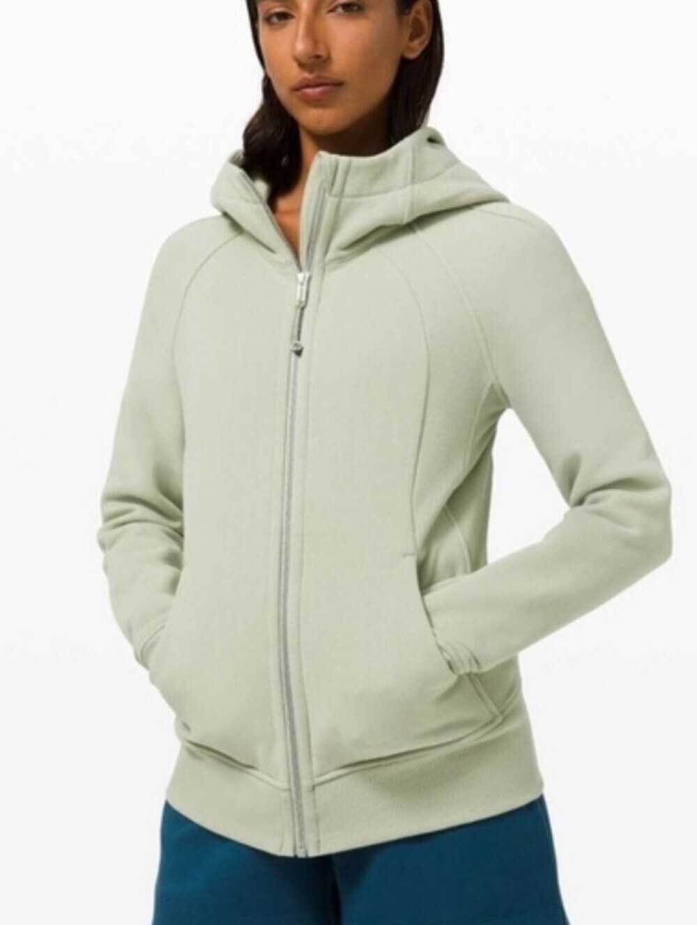 Lululemon Scuba Full Zip Hoodie Light Cotton Fleece Green Fern size 4 W4AWMS